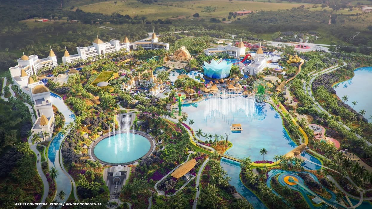 Ilustrasi desain taman hiburan bertema Eropa