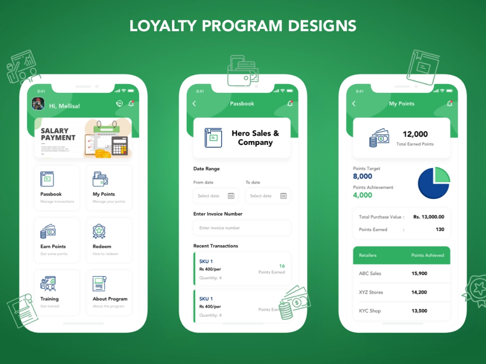 Digital loyalty program app interface